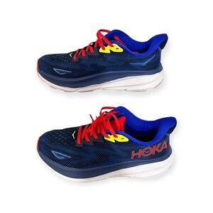 Hoka One Onr Clifton 9 Red and Blue Sneakers sz 8.5 Men